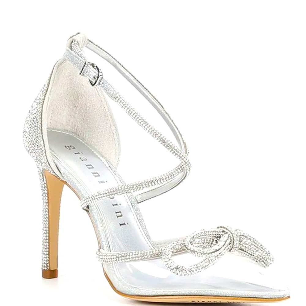 Gianni Bini Ezlynn Clear Rhinestone Embellished Bow Pointed Toe Pumps